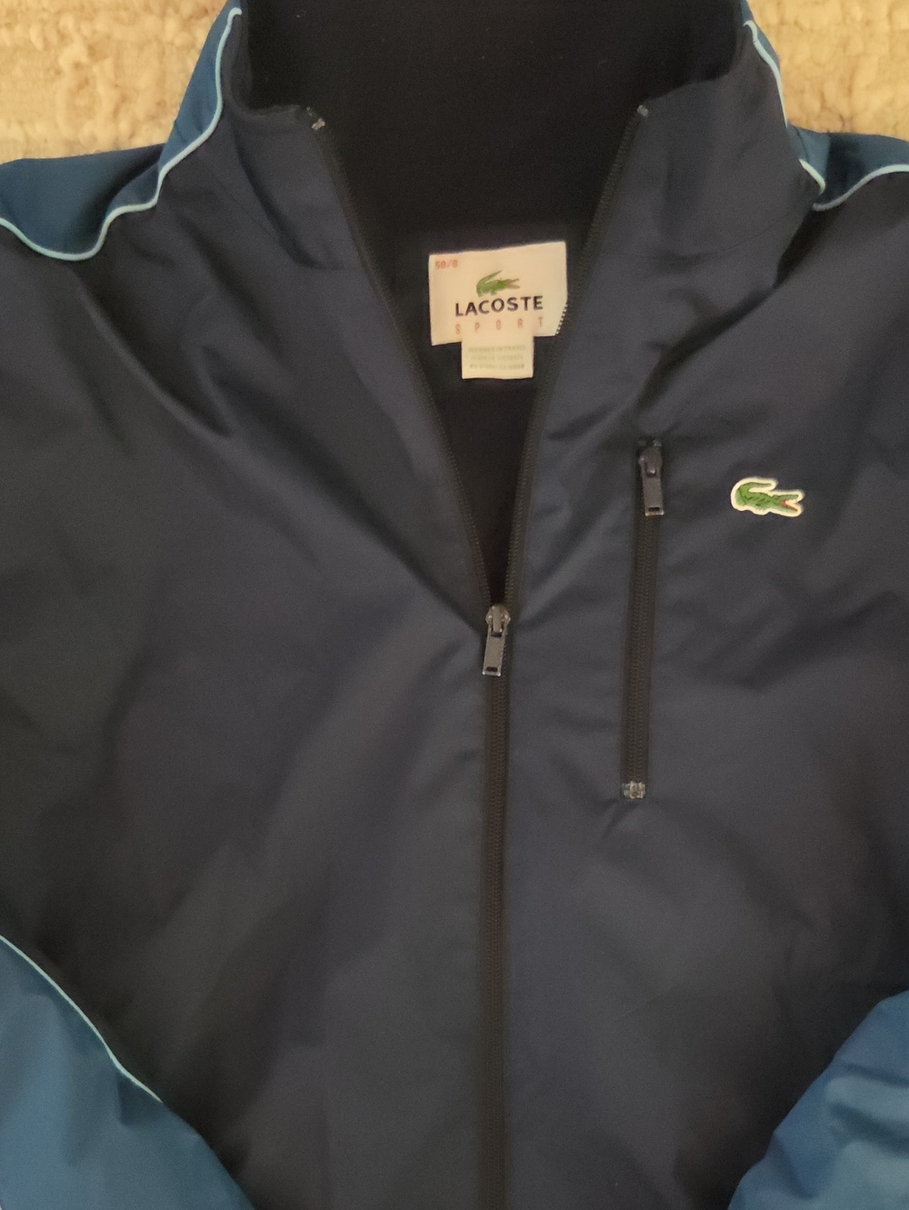 Lacoste Sport Fleece Lined Full Zip Colorblock Windbreaker Jacket Men's 8 3XL
